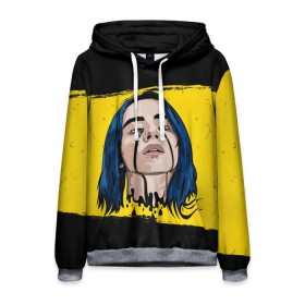 Мужская толстовка 3D с принтом BILLIE EILISH в Новосибирске, 100% полиэстер | двухслойный капюшон со шнурком для регулировки, мягкие манжеты на рукавах и по низу толстовки, спереди карман-кенгуру с мягким внутренним слоем. | bad guy | billie | eilish | ocean eyes | айлиш | билли | девушка | певица | эйлиш