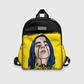 Детский рюкзак 3D с принтом BILLIE EILISH в Новосибирске, 100% полиэстер | лямки с регулируемой длиной, сверху петелька, чтобы рюкзак можно было повесить на вешалку. Основное отделение закрывается на молнию, как и внешний карман. Внутри дополнительный карман. По бокам два дополнительных кармашка | bad guy | billie | eilish | ocean eyes | айлиш | билли | девушка | певица | эйлиш