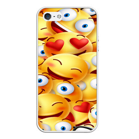 Чехол для iPhone 5/5S матовый с принтом emoji в Новосибирске, Силикон | Область печати: задняя сторона чехла, без боковых панелей | emoji | настроение | позитив | смайлики | смайлы | стикеры | текстура смайл | улыбки | фон смайл | эмодзи