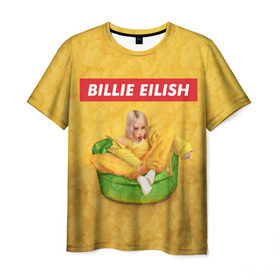 Мужская футболка 3D с принтом BILLIE EILISH в Новосибирске, 100% полиэфир | прямой крой, круглый вырез горловины, длина до линии бедер | 