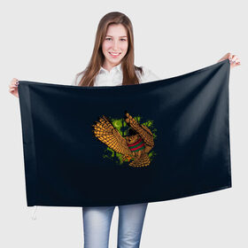 Флаг 3D с принтом Сова Фредди Крюгер в Новосибирске, 100% полиэстер | плотность ткани — 95 г/м2, размер — 67 х 109 см. Принт наносится с одной стороны | 