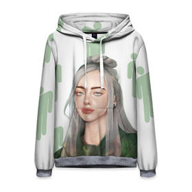 Мужская толстовка 3D с принтом BILLIE EILISH в Новосибирске, 100% полиэстер | двухслойный капюшон со шнурком для регулировки, мягкие манжеты на рукавах и по низу толстовки, спереди карман-кенгуру с мягким внутренним слоем. | bad guy | billie | eilish | ocean eyes | айлиш | билли | девушка | певица | эйлиш