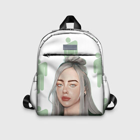 Детский рюкзак 3D с принтом BILLIE EILISH в Новосибирске, 100% полиэстер | лямки с регулируемой длиной, сверху петелька, чтобы рюкзак можно было повесить на вешалку. Основное отделение закрывается на молнию, как и внешний карман. Внутри дополнительный карман. По бокам два дополнительных кармашка | bad guy | billie | eilish | ocean eyes | айлиш | билли | девушка | певица | эйлиш