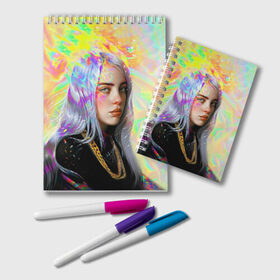 Блокнот с принтом BILLIE EILISH в Новосибирске, 100% бумага | 48 листов, плотность листов — 60 г/м2, плотность картонной обложки — 250 г/м2. Листы скреплены удобной пружинной спиралью. Цвет линий — светло-серый
 | bad guy | billie | eilish | ocean eyes | айлиш | билли | девушка | певица | эйлиш