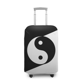 Чехол для чемодана 3D с принтом Инь - янь (#1) в Новосибирске, 86% полиэфир, 14% спандекс | двустороннее нанесение принта, прорези для ручек и колес | black | signs | white. | ying   yang | белый | знаки | инь   янь | чёрный
