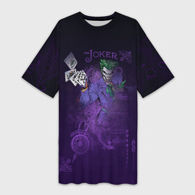 Платье-футболка 3D с принтом Joker and playing cards в Новосибирске,  |  | batman | dc | dc джокер | detective comics | harley | joker | shtatjoker | the joker | бетмен | джокер | злодей | харли