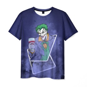 Мужская футболка 3D с принтом Joker from cards в Новосибирске, 100% полиэфир | прямой крой, круглый вырез горловины, длина до линии бедер | batman | dc | dc джокер | detective comics | harley | joker | shtatjoker | the joker | бетмен | джокер | злодей | харли