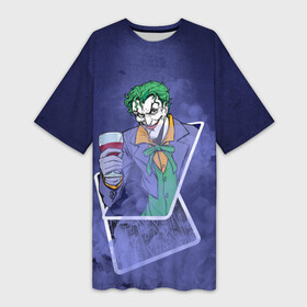Платье-футболка 3D с принтом Joker from cards в Новосибирске,  |  | batman | dc | dc джокер | detective comics | harley | joker | shtatjoker | the joker | бетмен | джокер | злодей | харли