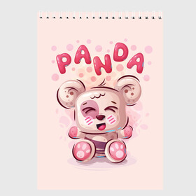 Скетчбук с принтом PANDA в Новосибирске, 100% бумага
 | 48 листов, плотность листов — 100 г/м2, плотность картонной обложки — 250 г/м2. Листы скреплены сверху удобной пружинной спиралью | Тематика изображения на принте: bear | bright | funny | panda | веселый | забавный | мишка | панда | прикольный | смешной | яркий