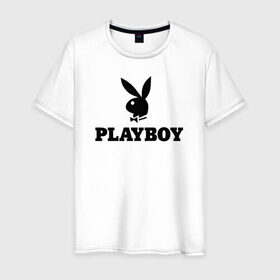 Мужская футболка хлопок с принтом Playboy в Новосибирске, 100% хлопок | прямой крой, круглый вырез горловины, длина до линии бедер, слегка спущенное плечо. | brazzers | cекс | merch | new sensations | playboy | private | tushy | бразерс | мерч | плейбой