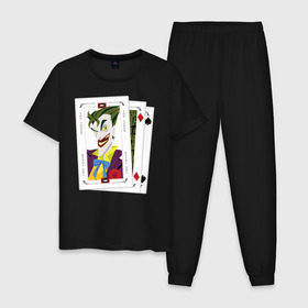 Мужская пижама хлопок с принтом Joker cards в Новосибирске, 100% хлопок | брюки и футболка прямого кроя, без карманов, на брюках мягкая резинка на поясе и по низу штанин
 | batman | dc | dc джокер | detective comics | harley | joker | shtatjoker | the joker | бетмен | джокер | злодей | харли