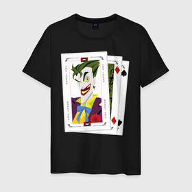 Мужская футболка хлопок с принтом  Joker cards в Новосибирске, 100% хлопок | прямой крой, круглый вырез горловины, длина до линии бедер, слегка спущенное плечо. | batman | dc | dc джокер | detective comics | harley | joker | shtatjoker | the joker | бетмен | джокер | злодей | харли