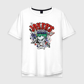 Мужская футболка хлопок Oversize с принтом The Joker wild в Новосибирске, 100% хлопок | свободный крой, круглый ворот, “спинка” длиннее передней части | batman | dc | dc джокер | detective comics | harley | joker | shtatjoker | the joker | бетмен | злодей | харли