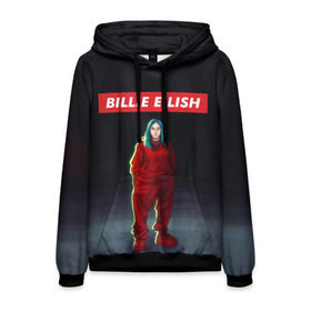 Мужская толстовка 3D с принтом BILLIE EILISH в Новосибирске, 100% полиэстер | двухслойный капюшон со шнурком для регулировки, мягкие манжеты на рукавах и по низу толстовки, спереди карман-кенгуру с мягким внутренним слоем. | bad guy | billie | eilish | ocean eyes | айлиш | билли | девушка | певица | эйлиш