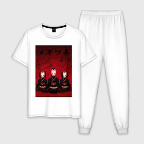 Мужская пижама хлопок с принтом Babymetal art в Новосибирске, 100% хлопок | брюки и футболка прямого кроя, без карманов, на брюках мягкая резинка на поясе и по низу штанин
 | heavy | japan | kawaii | metal | music | rock | кавай | метал | музыка | рок | хэви | япония