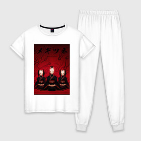 Женская пижама хлопок с принтом Babymetal art в Новосибирске, 100% хлопок | брюки и футболка прямого кроя, без карманов, на брюках мягкая резинка на поясе и по низу штанин | heavy | japan | kawaii | metal | music | rock | кавай | метал | музыка | рок | хэви | япония