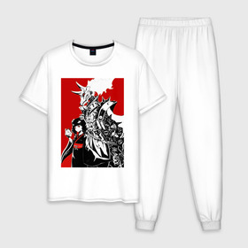 Мужская пижама хлопок с принтом Babymetal fan art в Новосибирске, 100% хлопок | брюки и футболка прямого кроя, без карманов, на брюках мягкая резинка на поясе и по низу штанин
 | heavy | japan | kawaii | metal | music | rock | кавай | метал | музыка | рок | хэви | япония