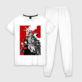 Женская пижама хлопок с принтом Babymetal fan art в Новосибирске, 100% хлопок | брюки и футболка прямого кроя, без карманов, на брюках мягкая резинка на поясе и по низу штанин | heavy | japan | kawaii | metal | music | rock | кавай | метал | музыка | рок | хэви | япония