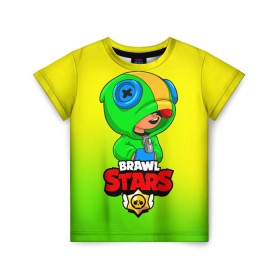 Детская футболка 3D с принтом BRAWL STARS LEON в Новосибирске, 100% гипоаллергенный полиэфир | прямой крой, круглый вырез горловины, длина до линии бедер, чуть спущенное плечо, ткань немного тянется | brawl stars | leon | бравл старз
