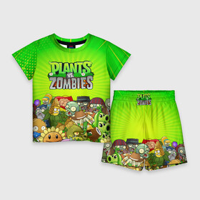 Детский костюм с шортами 3D с принтом PLANTS VS ZOMBIES в Новосибирске,  |  | Тематика изображения на принте: plants and zombies | plants vs zombies | зомби | игры | растения | растения против зомби