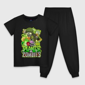 Детская пижама хлопок с принтом PLANTS VS ZOMBIES в Новосибирске, 100% хлопок |  брюки и футболка прямого кроя, без карманов, на брюках мягкая резинка на поясе и по низу штанин
 | plants and zombies | plants vs zombies | зомби | игры | растения | растения против зомби