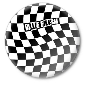 Значок с принтом BILLIE EILISH в Новосибирске,  металл | круглая форма, металлическая застежка в виде булавки | bad guy | billie | eilish | ocean eyes | айлиш | билли | девушка | клетка | певица | эйлиш