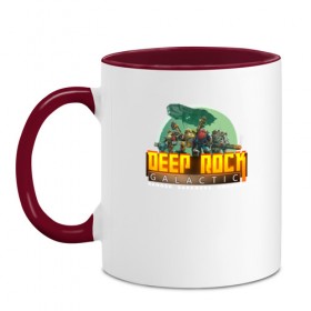 Кружка двухцветная с принтом Deep Rock Galactic в Новосибирске, керамика | объем — 330 мл, диаметр — 80 мм. Цветная ручка и кайма сверху, в некоторых цветах — вся внутренняя часть | deep rock galactic dwarf гном