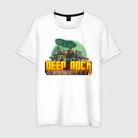 Мужская футболка хлопок с принтом Deep Rock Galactic в Новосибирске, 100% хлопок | прямой крой, круглый вырез горловины, длина до линии бедер, слегка спущенное плечо. | Тематика изображения на принте: deep rock galactic dwarf гном