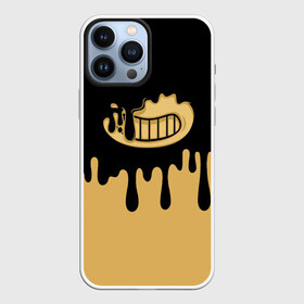 Чехол для iPhone 13 Pro Max с принтом Bendy And The Ink Machine в Новосибирске,  |  | Тематика изображения на принте: bendy | bendy and the ink machine | бенди | бени | бенни | детская | детям | игра | капли | компьютерная игра | краска | машина | подтеки | розовая | ужастик