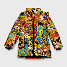 Зимняя куртка для девочек 3D с принтом Batman logos в Новосибирске, ткань верха — 100% полиэстер; подклад — 100% полиэстер, утеплитель — 100% полиэстер. | длина ниже бедра, удлиненная спинка, воротник стойка и отстегивающийся капюшон. Есть боковые карманы с листочкой на кнопках, утяжки по низу изделия и внутренний карман на молнии. 

Предусмотрены светоотражающий принт на спинке, радужный светоотражающий элемент на пуллере молнии и на резинке для утяжки. | bat man | batman | batman comics | caped crusader | dark knight | shtatbat | бетмен | брюс уэйн | бэт мен | бэтмен | тёмный рыцарь