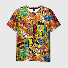 Мужская футболка 3D с принтом Batman logos в Новосибирске, 100% полиэфир | прямой крой, круглый вырез горловины, длина до линии бедер | Тематика изображения на принте: bat man | batman | batman comics | caped crusader | dark knight | shtatbat | бетмен | брюс уэйн | бэт мен | бэтмен | тёмный рыцарь