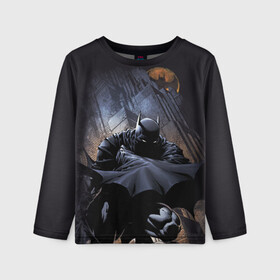 Детский лонгслив 3D с принтом Batman в Новосибирске, 100% полиэстер | длинные рукава, круглый вырез горловины, полуприлегающий силуэт
 | bat man | batman | batman comics | caped crusader | comics | dark knight | shtatbat | бетмен | брюс уэйн | бэт мен | бэтмен | тёмный рыцарь
