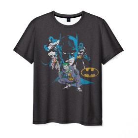 Мужская футболка 3D с принтом Batman classic в Новосибирске, 100% полиэфир | прямой крой, круглый вырез горловины, длина до линии бедер | Тематика изображения на принте: bat man | batman | batman comics | caped crusader | comics | dark knight | shtatbat | бетмен | брюс уэйн | бэт мен | бэтмен | тёмный рыцарь