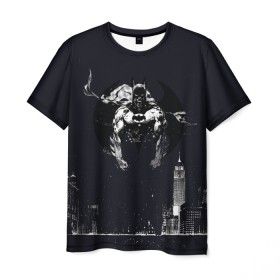 Мужская футболка 3D с принтом Batman в Новосибирске, 100% полиэфир | прямой крой, круглый вырез горловины, длина до линии бедер | bat man | batman | batman comics | caped crusader | comics | dark knight | shtatbat | бетмен | брюс уэйн | бэт мен | бэтмен | тёмный рыцарь