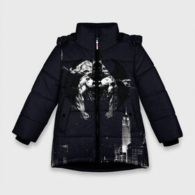 Зимняя куртка для девочек 3D с принтом Batman в Новосибирске, ткань верха — 100% полиэстер; подклад — 100% полиэстер, утеплитель — 100% полиэстер. | длина ниже бедра, удлиненная спинка, воротник стойка и отстегивающийся капюшон. Есть боковые карманы с листочкой на кнопках, утяжки по низу изделия и внутренний карман на молнии. 

Предусмотрены светоотражающий принт на спинке, радужный светоотражающий элемент на пуллере молнии и на резинке для утяжки. | bat man | batman | batman comics | caped crusader | comics | dark knight | shtatbat | бетмен | брюс уэйн | бэт мен | бэтмен | тёмный рыцарь