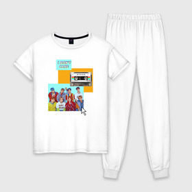 Женская пижама хлопок с принтом Ateez в Новосибирске, 100% хлопок | брюки и футболка прямого кроя, без карманов, на брюках мягкая резинка на поясе и по низу штанин | ateez | k pop | корейская группа | музыка | парни