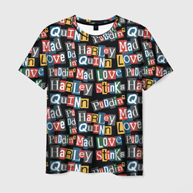 Мужская футболка 3D с принтом Mad Love в Новосибирске, 100% полиэфир | прямой крой, круглый вырез горловины, длина до линии бедер | harleen quinzel | harley | harley quin | harley quinn | shtatbat | харли квин | харли квинн | харли куин | харли куинн | харлин квинзель