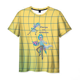 Мужская футболка 3D с принтом Рик и Морти Focus on science в Новосибирске, 100% полиэфир | прямой крой, круглый вырез горловины, длина до линии бедер | dsgnzaets | rick and morty | rick sanchez | vdzajul | миссикс | морти | плюмбус | рик | рик и морти
