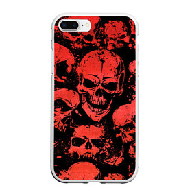 Чехол для iPhone 7Plus/8 Plus матовый с принтом Skulls pattern в Новосибирске, Силикон | Область печати: задняя сторона чехла, без боковых панелей | halloween | pattern | skull | кости | скелет | хеллоуин | хелуин | хэллоуин | черепа