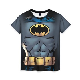 Женская футболка 3D с принтом Batman костюм в Новосибирске, 100% полиэфир ( синтетическое хлопкоподобное полотно) | прямой крой, круглый вырез горловины, длина до линии бедер | bat man | batman | batman comics | caped crusader | comics | dark knight | shtatbat | бетмен | брюс уэйн | бэт мен | бэтмен | тёмный рыцарь