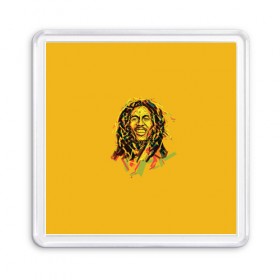 Магнит 55*55 с принтом Bob Marley в Новосибирске, Пластик | Размер: 65*65 мм; Размер печати: 55*55 мм | 