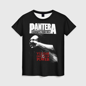 Женская футболка 3D с принтом Pantera в Новосибирске, 100% полиэфир ( синтетическое хлопкоподобное полотно) | прямой крой, круглый вырез горловины, длина до линии бедер | american | anselmo | havy metal | pantera | philip anselmo | trash metal | ансельмо | пантера | фил ансельмо