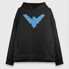 Женское худи Oversize хлопок с принтом Nightwing в Новосибирске, френч-терри — 70% хлопок, 30% полиэстер. Мягкий теплый начес внутри —100% хлопок | боковые карманы, эластичные манжеты и нижняя кромка, капюшон на магнитной кнопке | batman | nightwing | shtatbat | бетмен | бэтмен | найтвинг