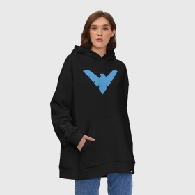 Худи SuperOversize хлопок с принтом Nightwing в Новосибирске, 70% хлопок, 30% полиэстер, мягкий начес внутри | карман-кенгуру, эластичная резинка на манжетах и по нижней кромке, двухслойный капюшон
 | batman | nightwing | shtatbat | бетмен | бэтмен | найтвинг