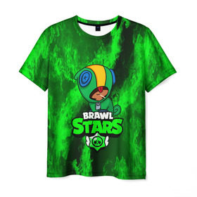 Мужская футболка 3D с принтом BRAWL STARS LEON в Новосибирске, 100% полиэфир | прямой крой, круглый вырез горловины, длина до линии бедер | android | brawl stars | crow | games | leon | mobile game | stars | ворон | игры | леон | мобильные игры
