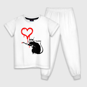 Детская пижама хлопок с принтом BANKSY в Новосибирске, 100% хлопок |  брюки и футболка прямого кроя, без карманов, на брюках мягкая резинка на поясе и по низу штанин
 | banksy | heart | бэнкси | сердце