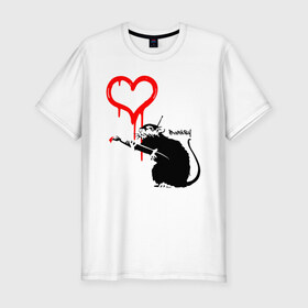 Мужская футболка премиум с принтом BANKSY в Новосибирске, 92% хлопок, 8% лайкра | приталенный силуэт, круглый вырез ворота, длина до линии бедра, короткий рукав | banksy | heart | бэнкси | сердце