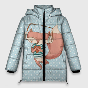 Женская зимняя куртка 3D с принтом Милая лисичка в наушниках в Новосибирске, верх — 100% полиэстер; подкладка — 100% полиэстер; утеплитель — 100% полиэстер | длина ниже бедра, силуэт Оверсайз. Есть воротник-стойка, отстегивающийся капюшон и ветрозащитная планка. 

Боковые карманы с листочкой на кнопках и внутренний карман на молнии | лиса | лисица | лисичка | любовь | мелодии | меломан | милая | милота | музыка | наушники | пушистик | сердечко | сердце