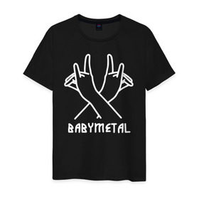 Мужская футболка хлопок с принтом BABYMETAL в Новосибирске, 100% хлопок | прямой крой, круглый вырез горловины, длина до линии бедер, слегка спущенное плечо. | babymetal | j pop | japan | бэбиметал | дэт метал | каваий метал | моа кикути | судзука накамото | юи мидзуно | япония