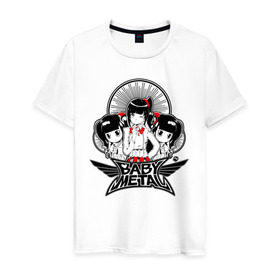 Мужская футболка хлопок с принтом BABYMETAL в Новосибирске, 100% хлопок | прямой крой, круглый вырез горловины, длина до линии бедер, слегка спущенное плечо. | Тематика изображения на принте: babymetal | j pop | japan | бэбиметал | дэт метал | каваий метал | моа кикути | судзука накамото | юи мидзуно | япония